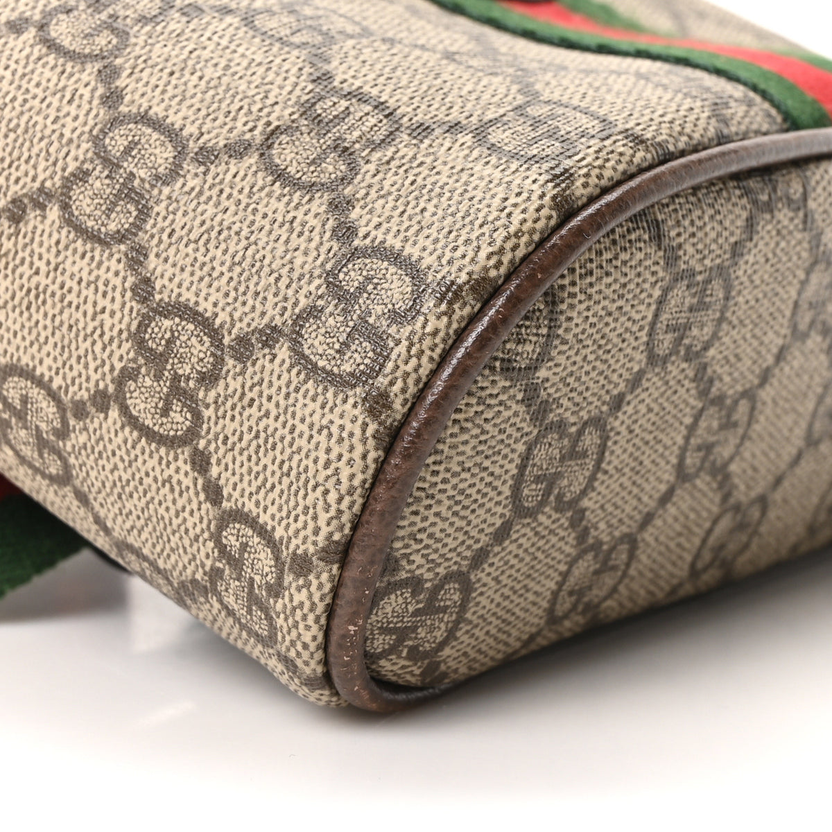 GG Supreme Monogram Textured Dollar Calfskin Web Ophidia Belt Bag 110 44 Beige Ebony New Acero