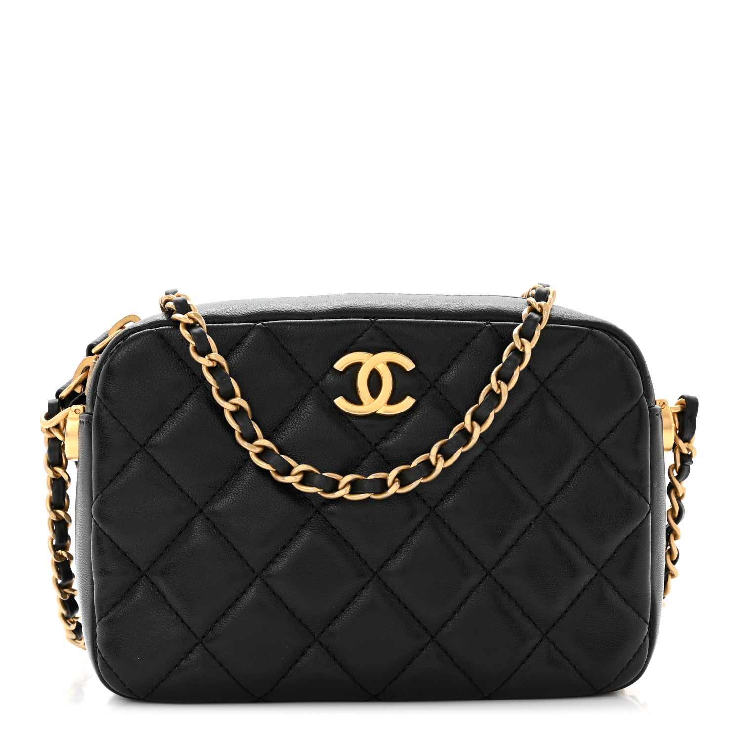 Chanel Lambskin Quilted CC Pearl Crush Camera Case Black 1 of 10