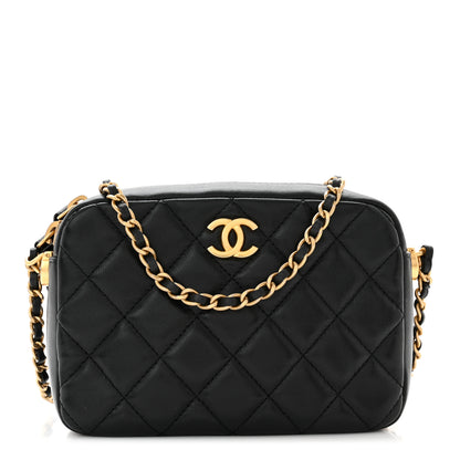 Chanel Lambskin Quilted CC Pearl Crush Camera Case Black 1 of 10