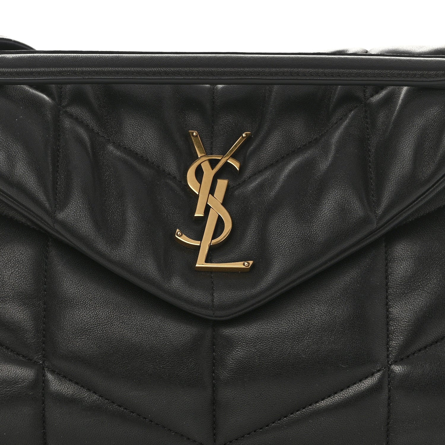 Saint Laurent Lambskin Quilted Medium Loulou Puffer Monogram Chain Satchel Black 7 of 9
