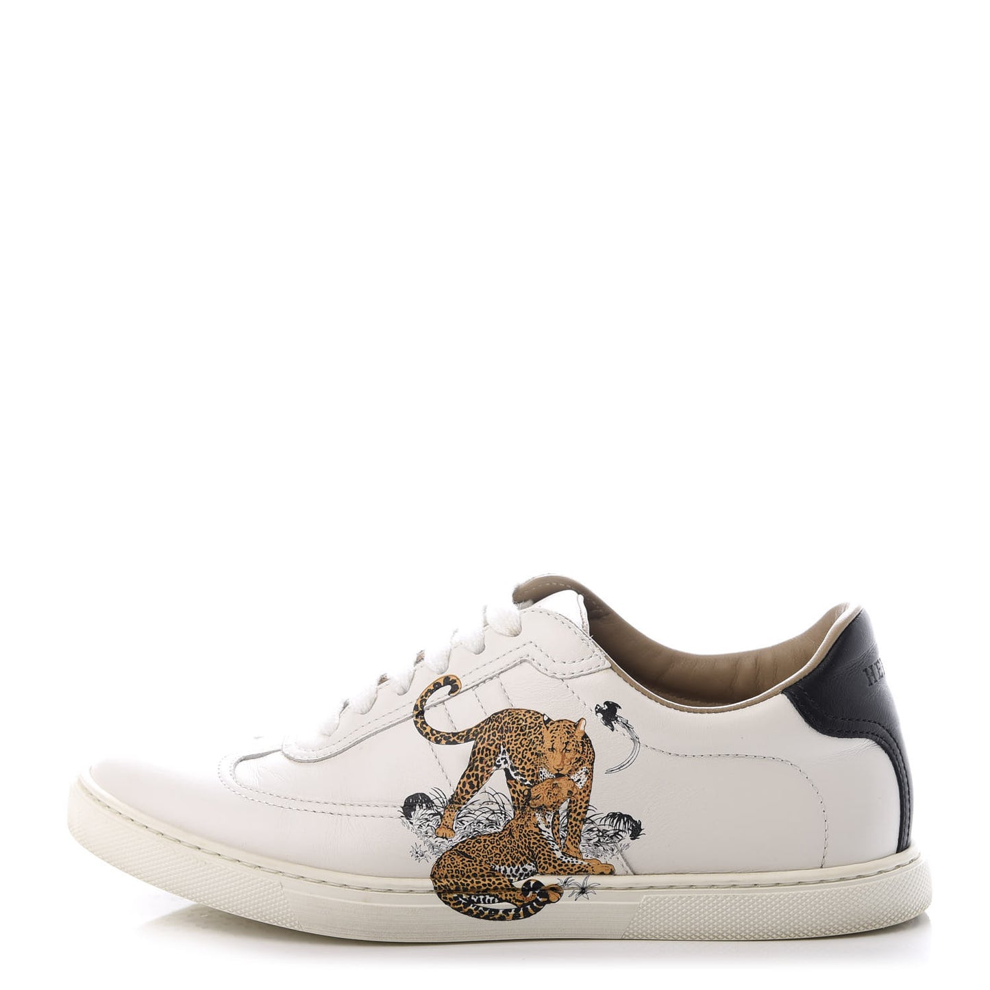Calfskin Jungle Love Womens Quicker Sneakers 37.5 White Multicolor