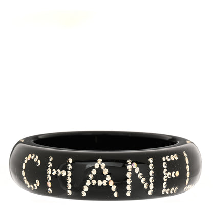 Chanel Resin Crystal CC Logo Bracelet Black 1 of 5