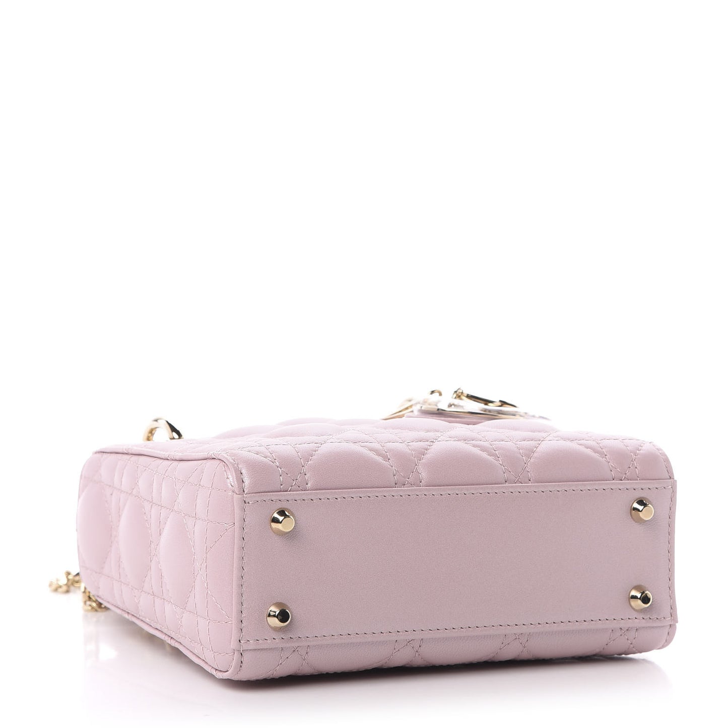 Metallic Lambskin Cannage Mini Lady Dior Lotus
