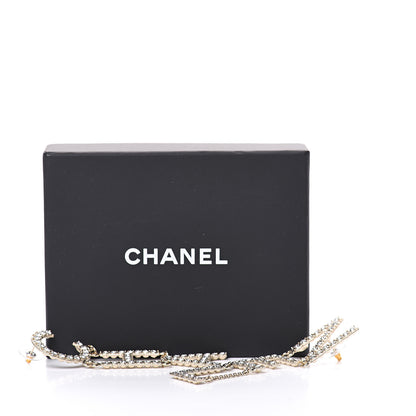 Chanel Crystal Cha-Nel Logo Drop Earrings Gold 5 of 5