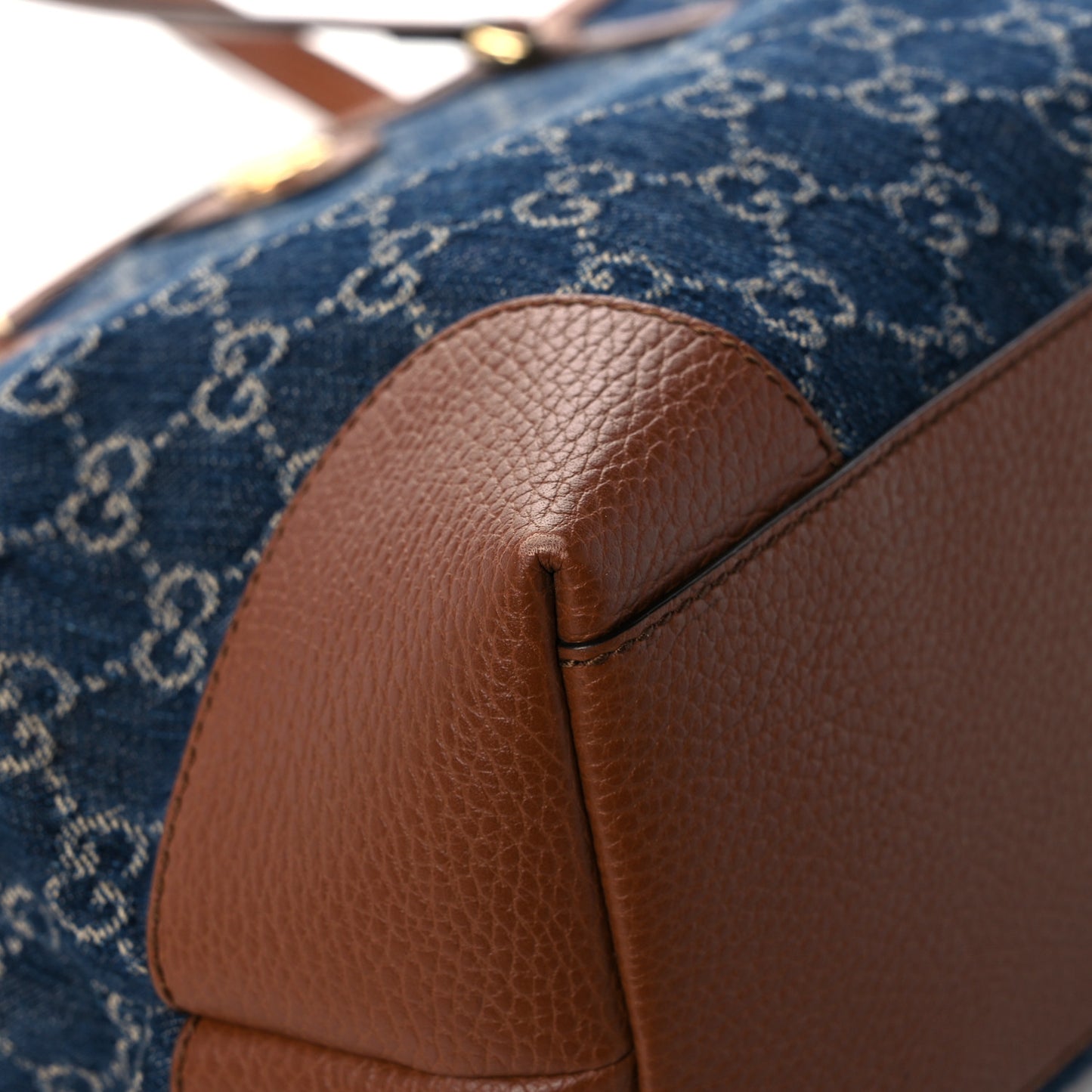 New Denim GG Monogram Medium Ophidia Shopping Tote Blue Tea Cuir