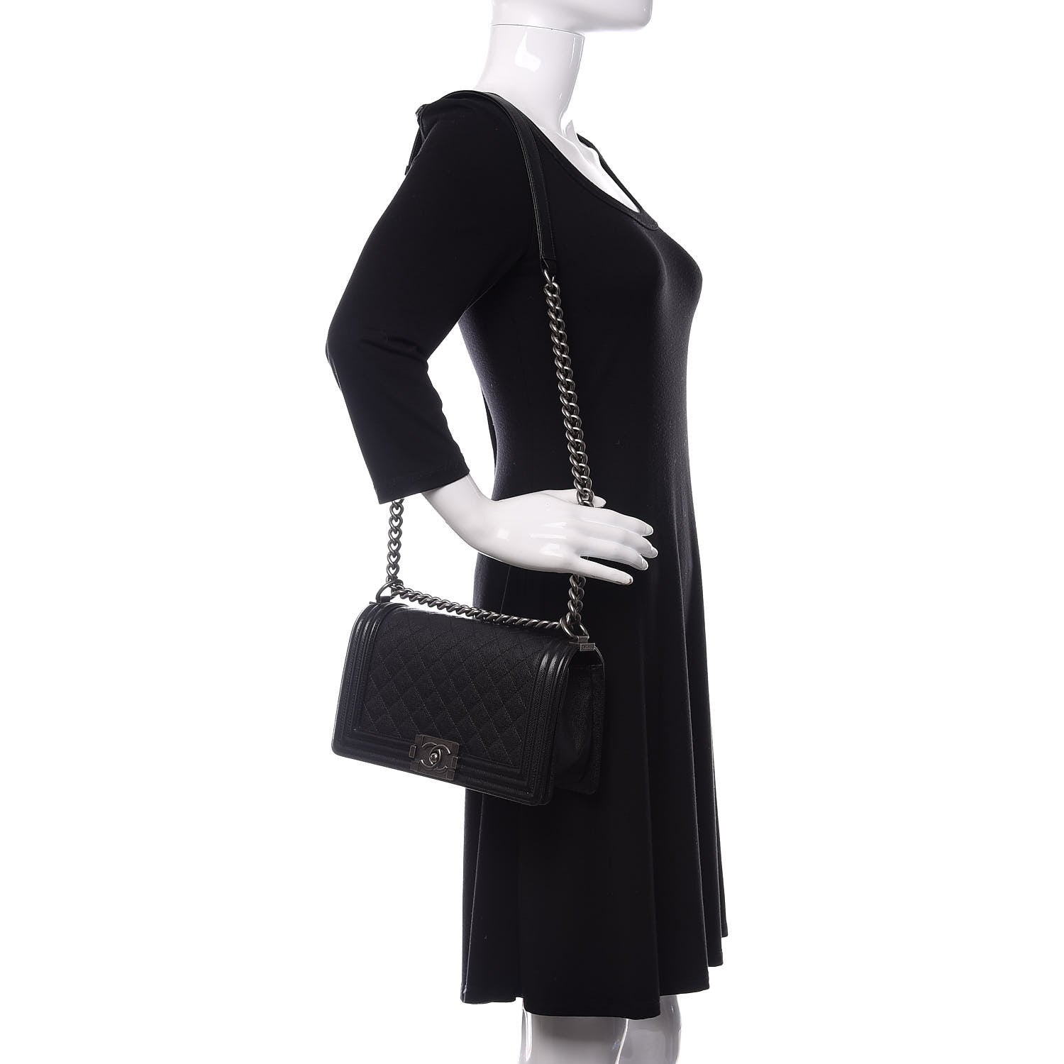 Chanel Caviar Quilted Medium Boy Flap Black 2 of 10