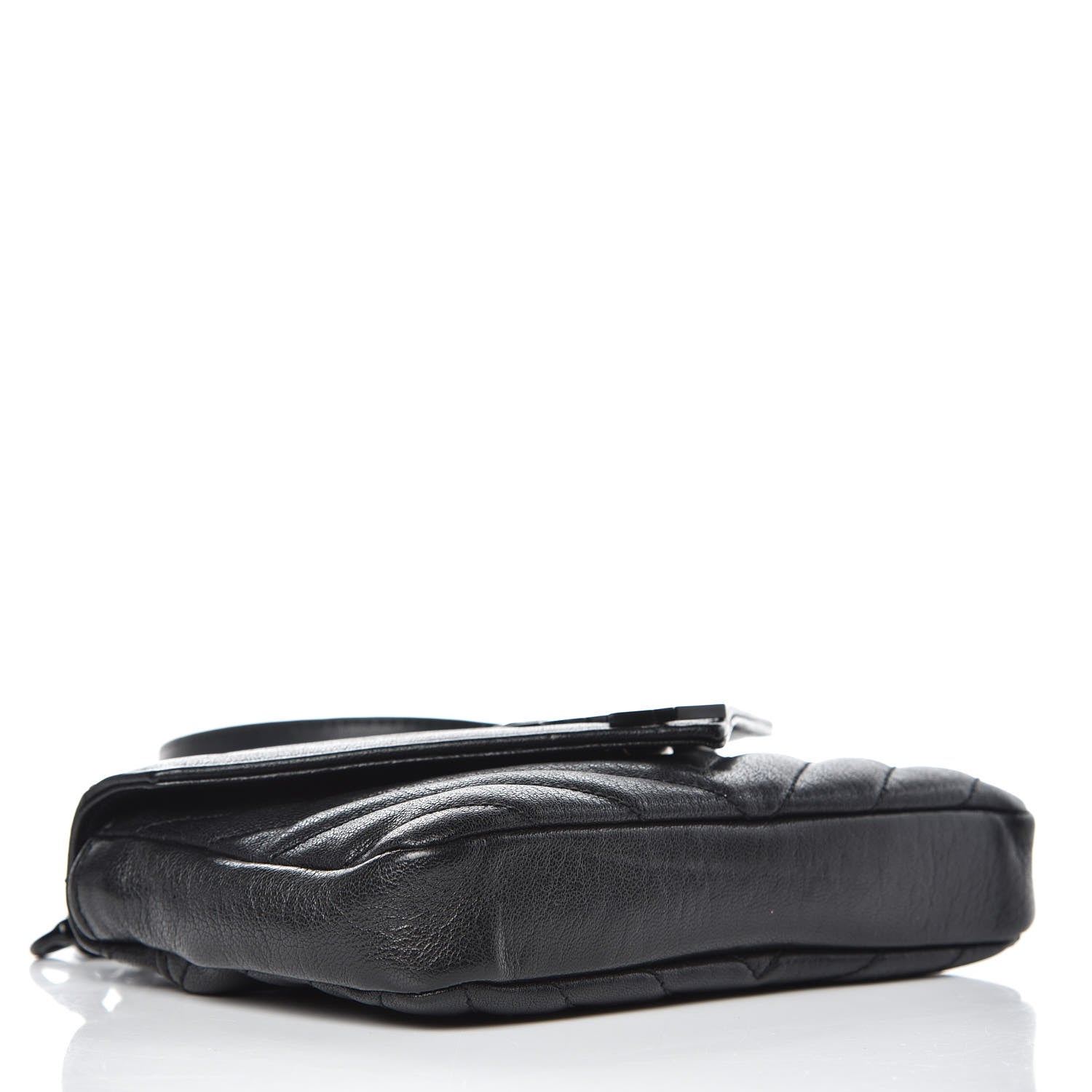 Saint Laurent Sheepskin Matelasse Chevron Monogram College Chain Wallet Black 4 of 9