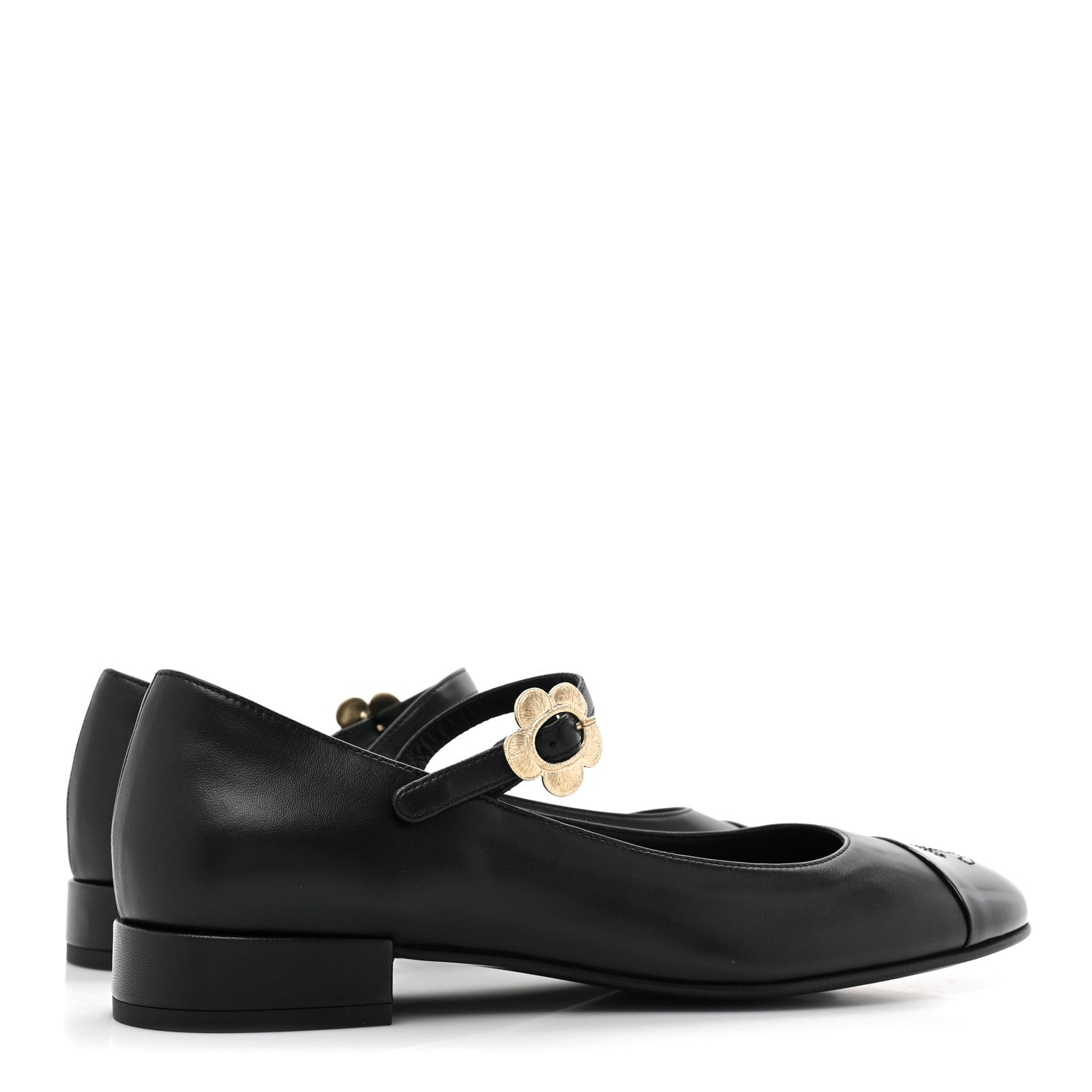 Chanel Lambskin Patent Cap Toe Mary Jane Flats 39.5 Black 4 of 9