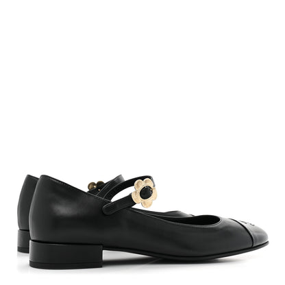 Chanel Lambskin Patent Cap Toe Mary Jane Flats 39.5 Black 4 of 9