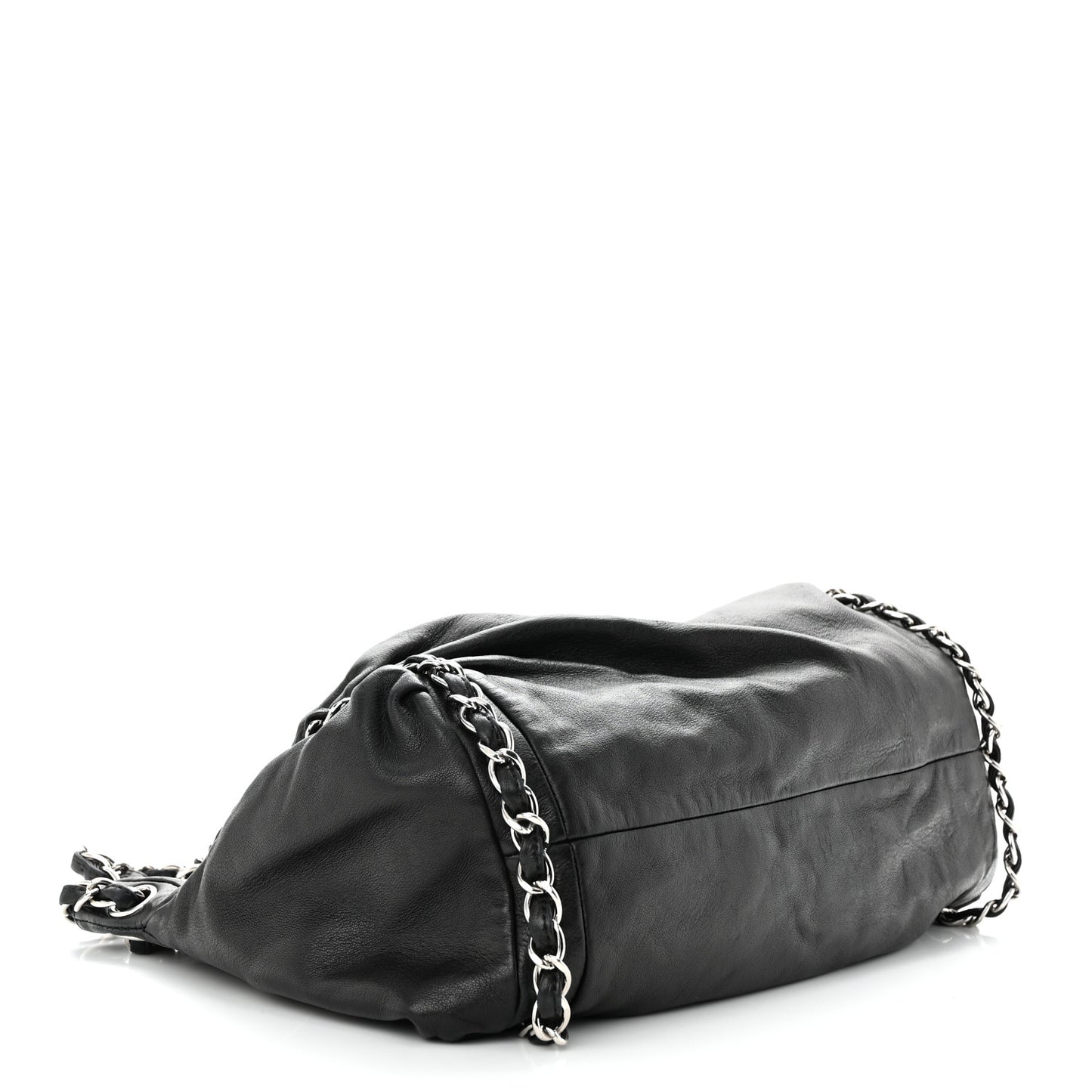 Lambskin Large Sharpei Shoulder Bag Black
