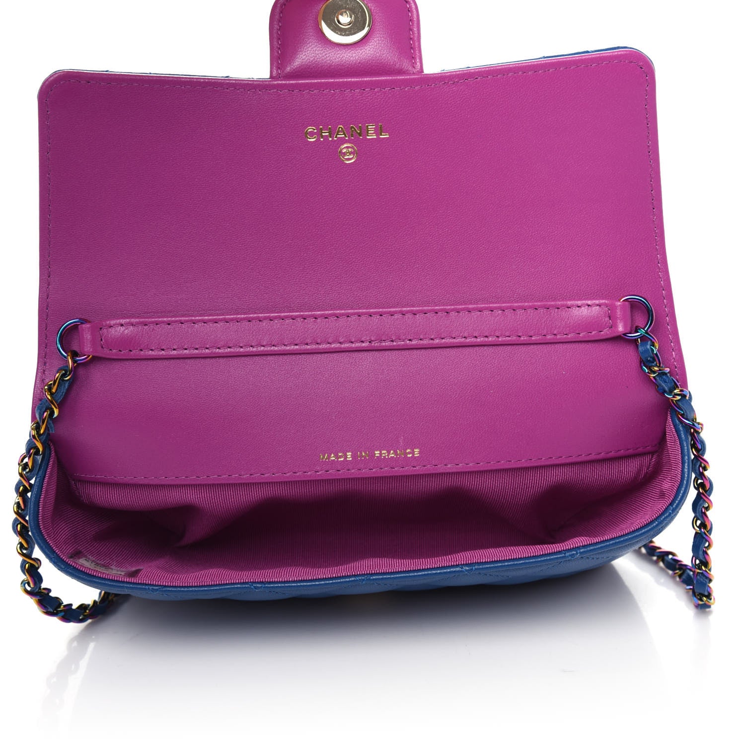 Chanel Lambskin Quilted Glasses Case With Chain Blue Purple 5 of 11