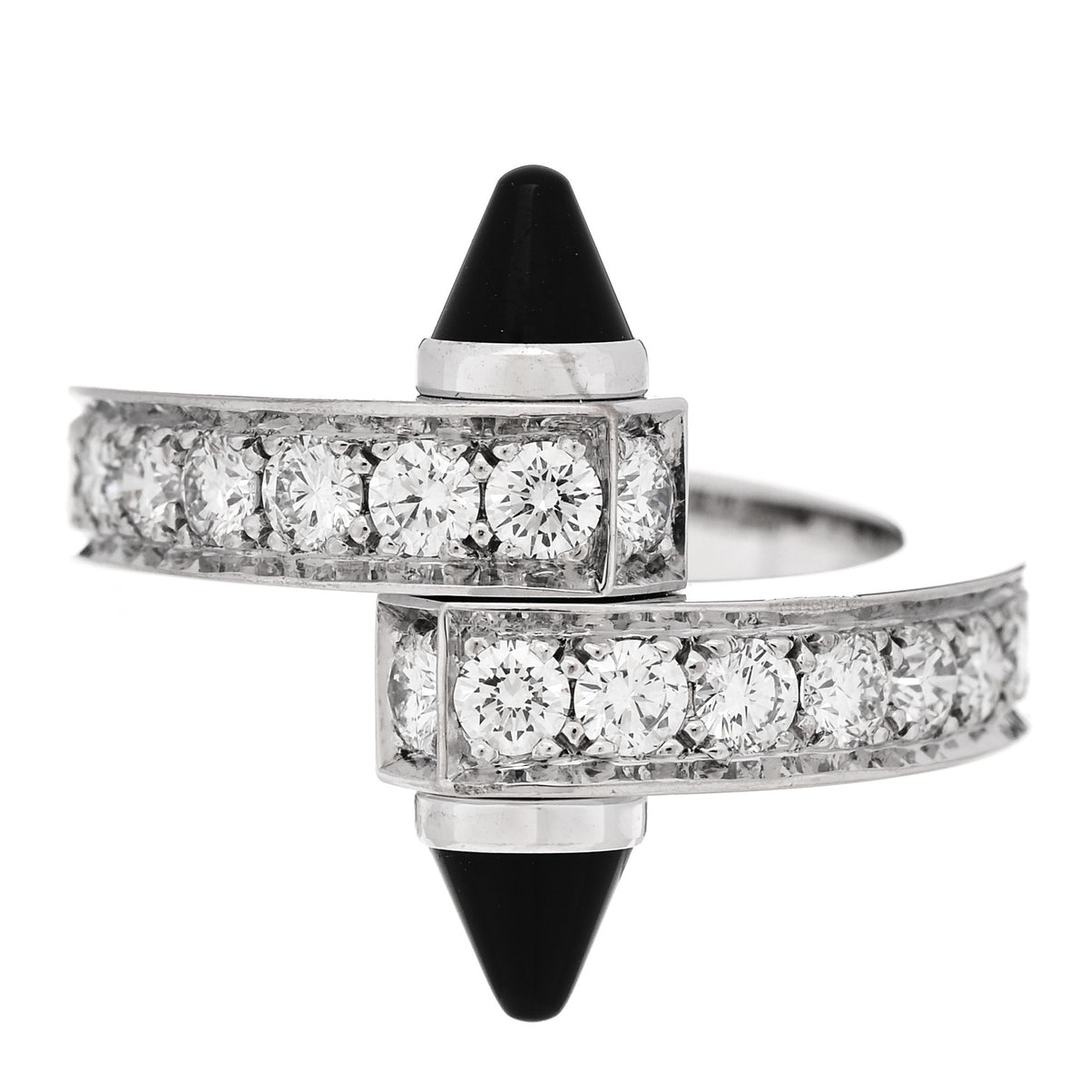 18K White Gold Diamond Black Onyx Menotte Ring 51 5.75