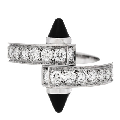 Cartier 18K White Gold Diamond Black Onyx Menotte Ring 51 5.75 1 of 4