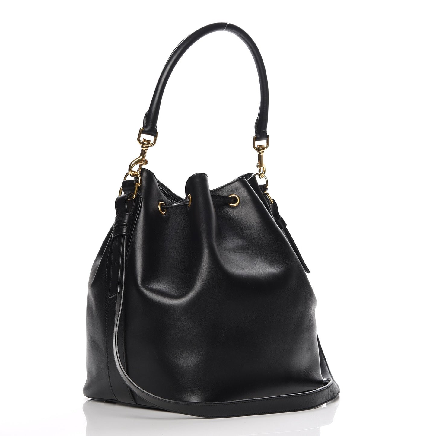 Calfskin Large Emmanuelle Bucket Bag Black