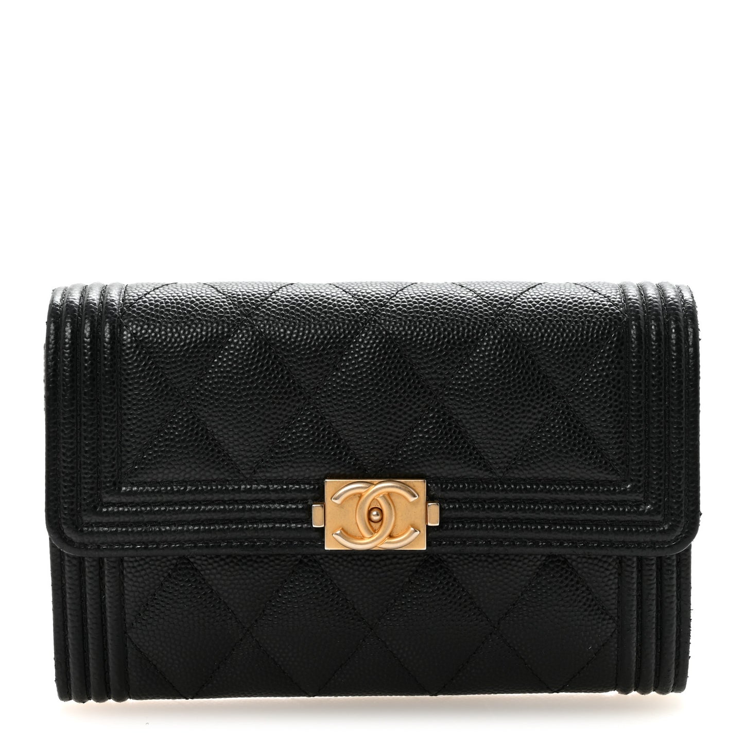 Caviar Quilted Medium Boy Flap Wallet Black