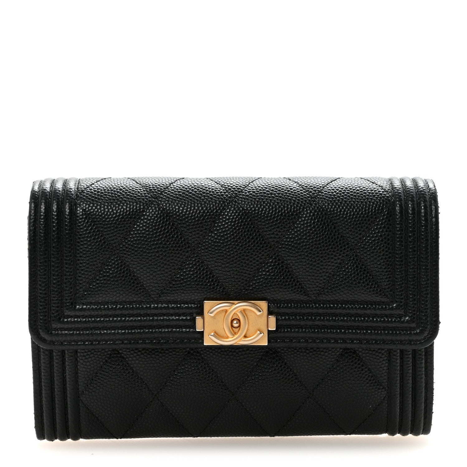 Chanel Caviar Quilted Medium Boy Flap Wallet Black 1 of 10