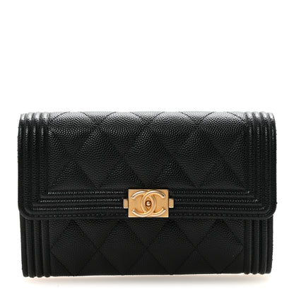 Chanel Caviar Quilted Medium Boy Flap Wallet Black 1 of 10