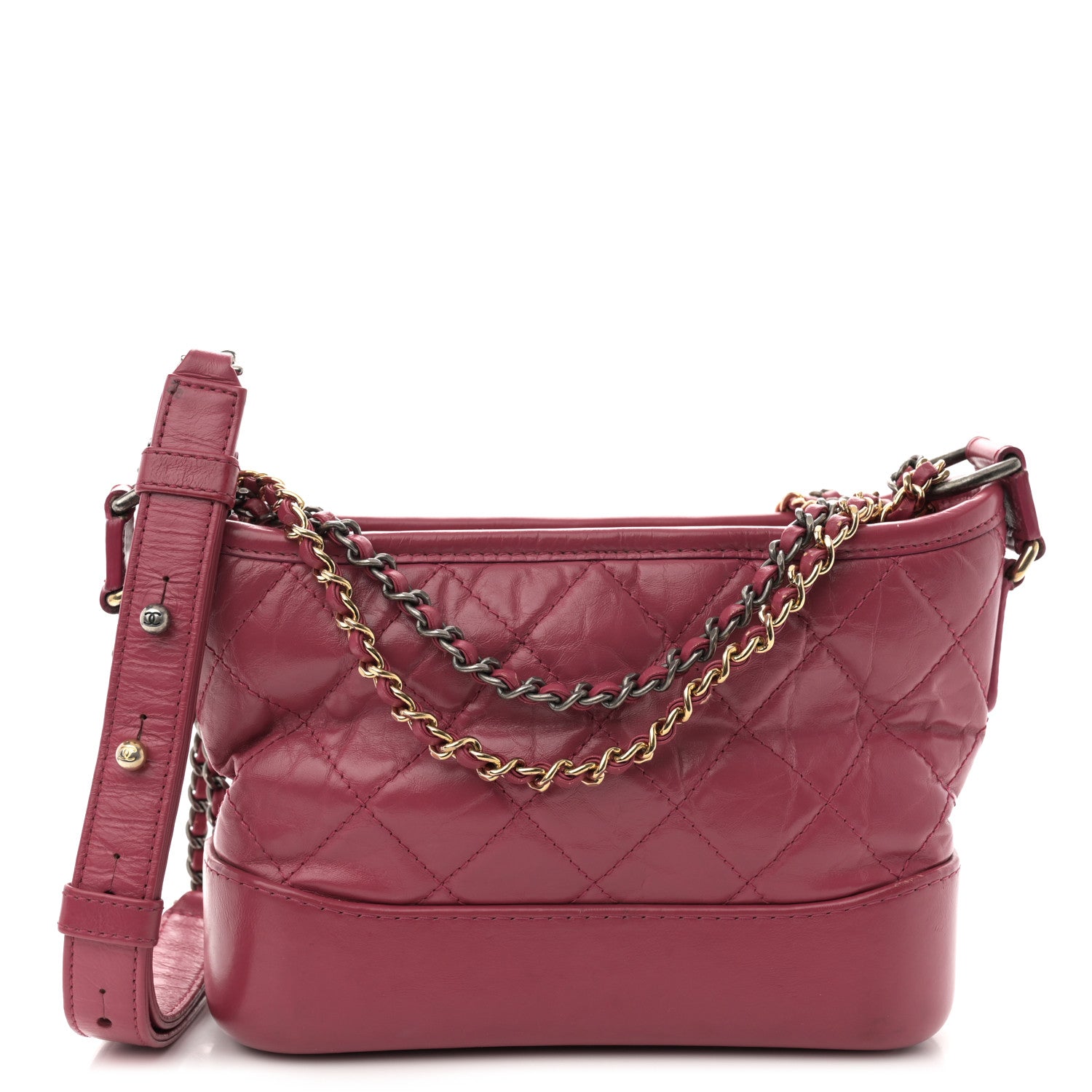 Chanel Aged Calfskin Quilted Small Gabrielle Hobo Dark Pink 1 of 11