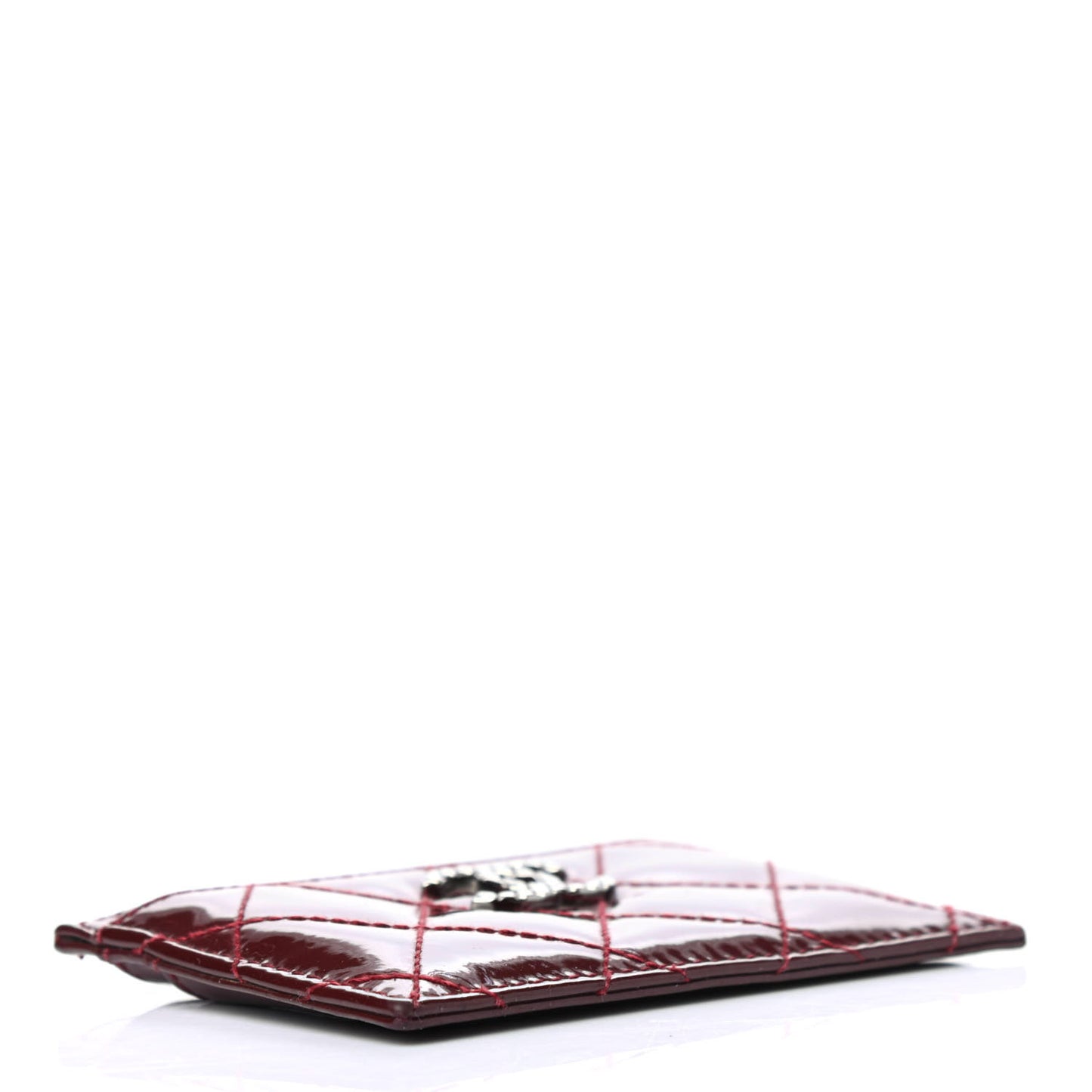 Patent Quilted Brilliant Card Holder Burgundy