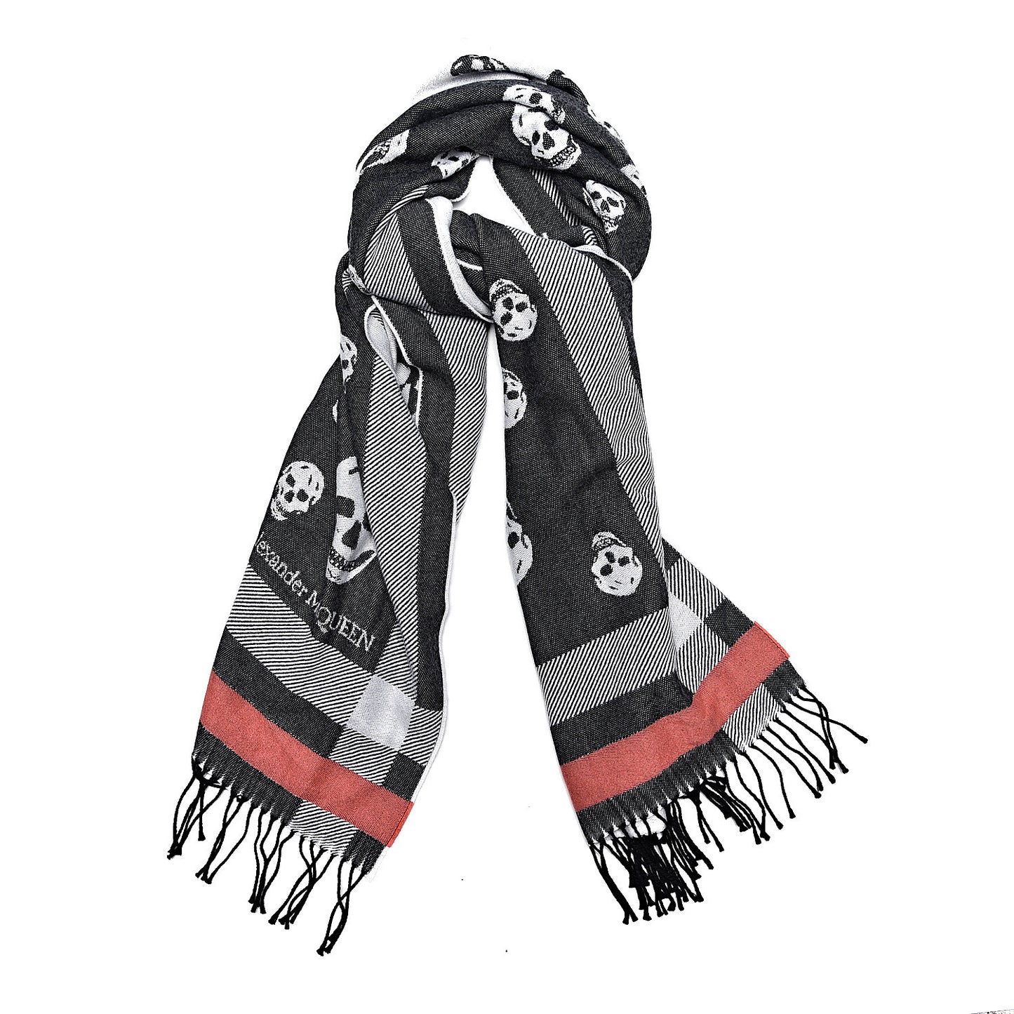 Wool St. Skull Big Stole Scarf Black Grey
