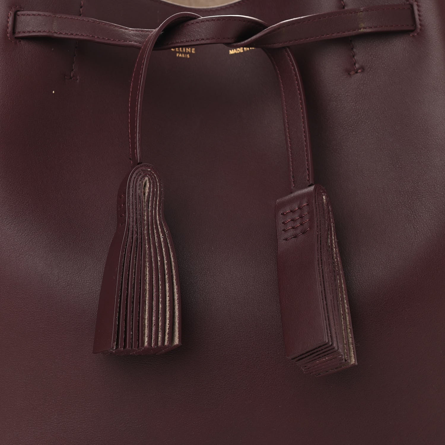 Celine Smooth Calfskin Small Belt Cabas Phantom Burgundy 8 of 13