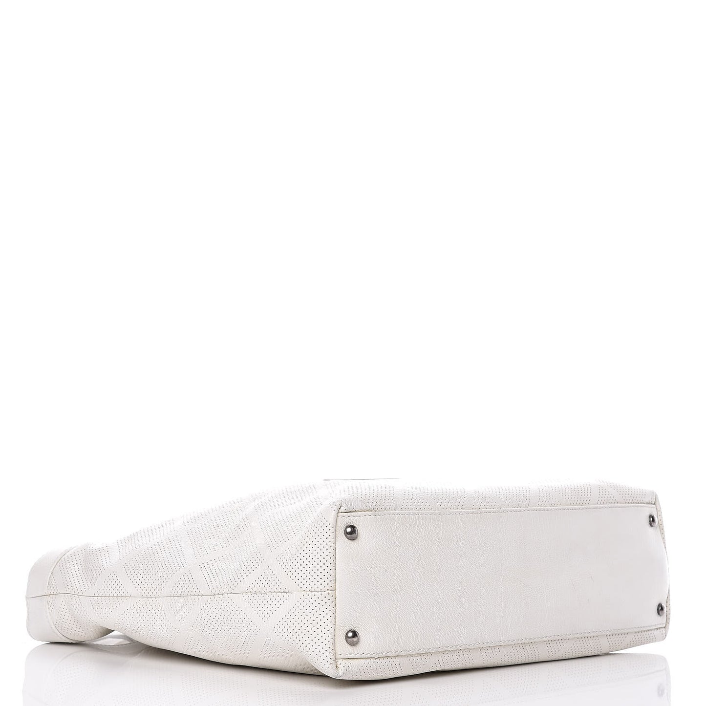 Goatskin Perforated Large CC Tote White