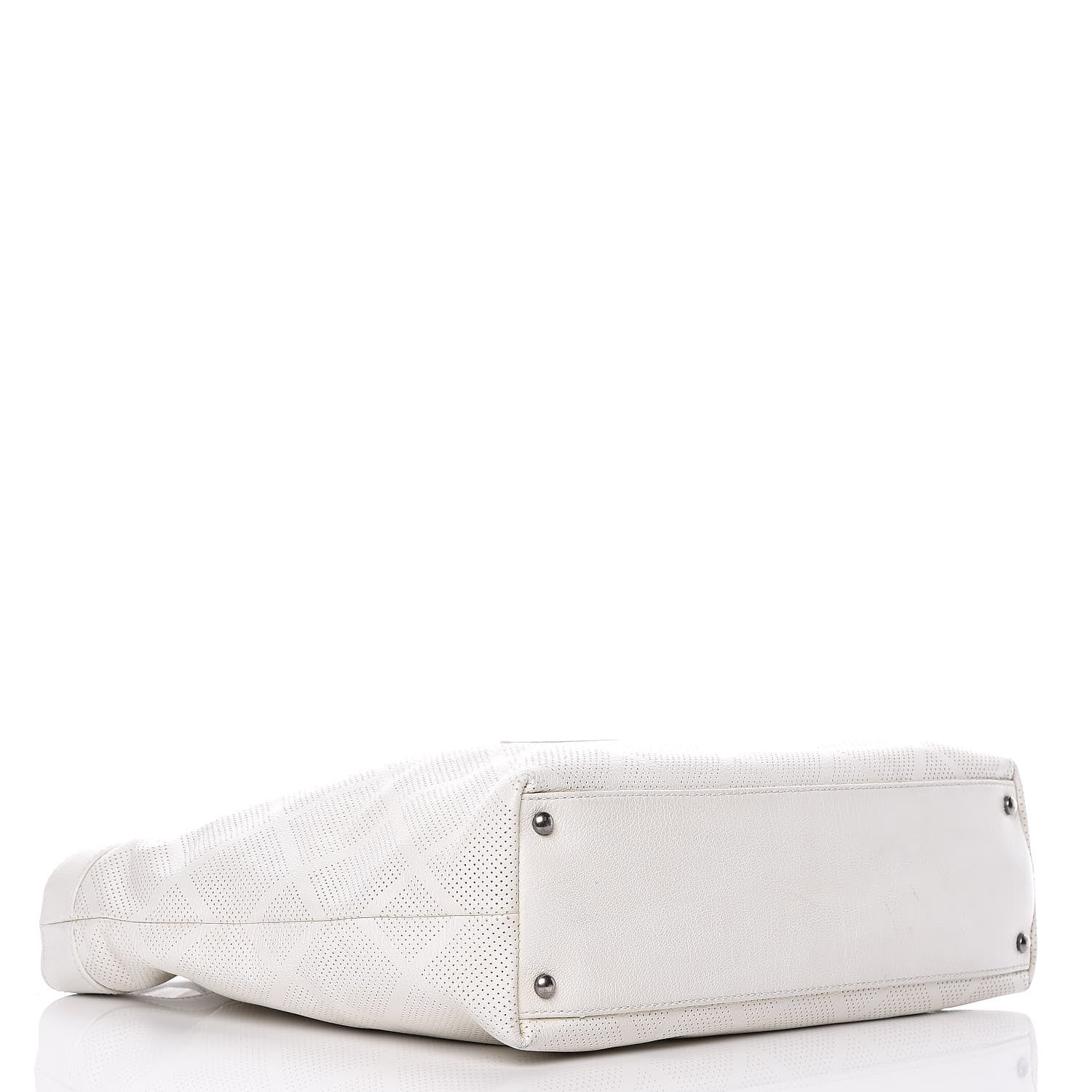Chanel Goatskin Perforated Large CC Tote White 4 of 29