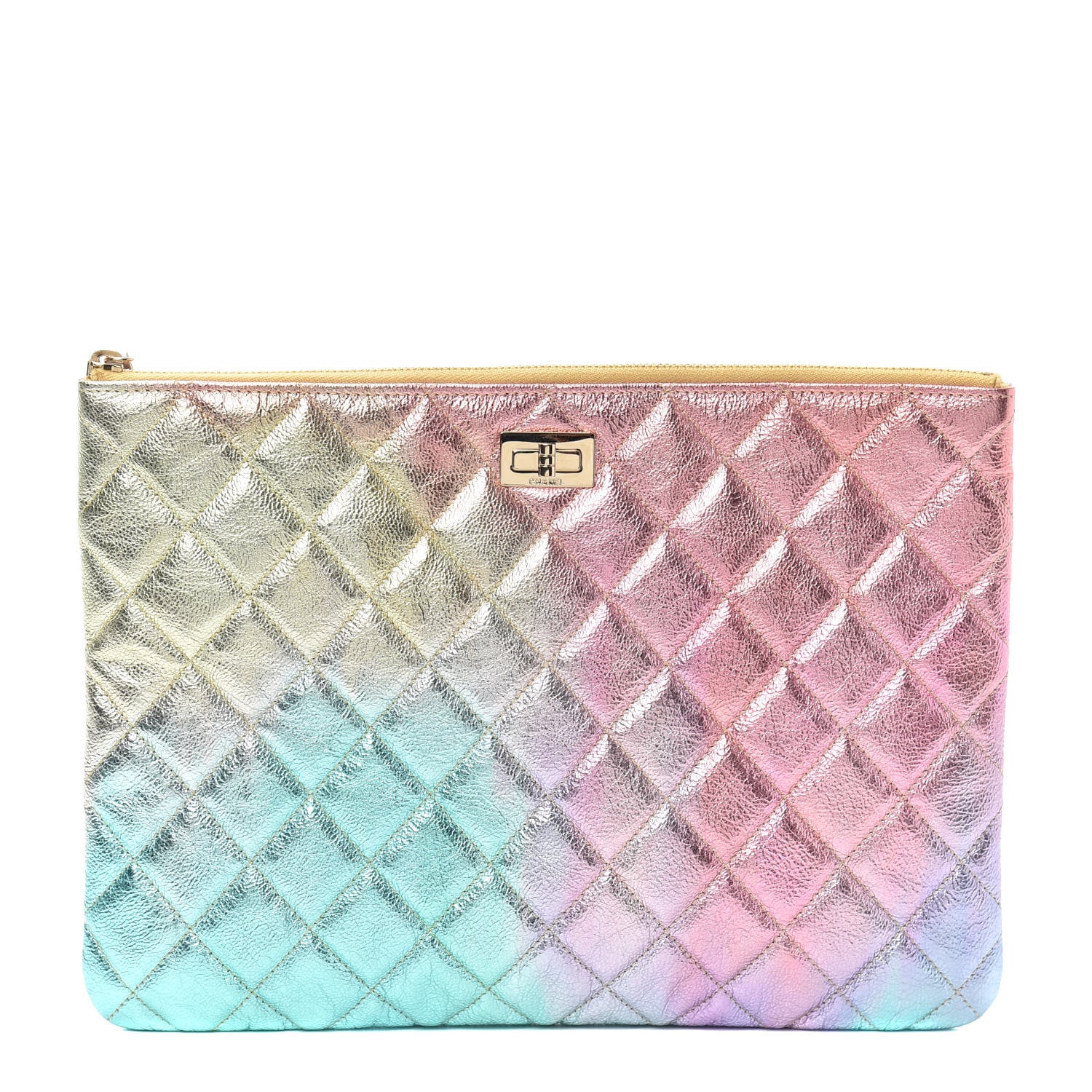 Chanel Metallic Goatskin Quilted Medium 2.55 Reissue Cosmetic Case Multicolor 1 of 7
