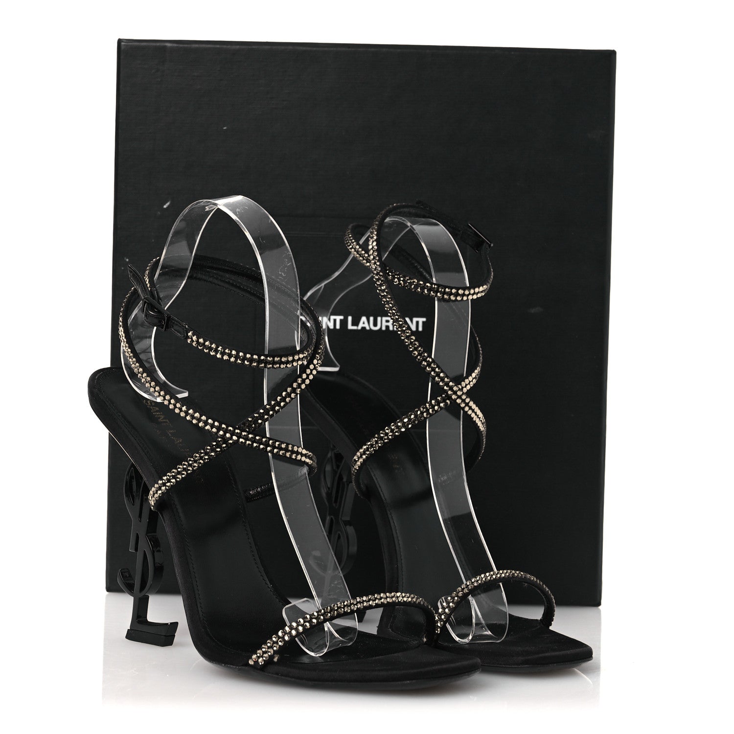 Saint Laurent Crepe Satin Strass Opyum 110 Sandals 39.5 Black 12 of 12