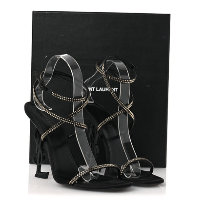Saint Laurent Crepe Satin Strass Opyum 110 Sandals 39.5 Black 12 of 12