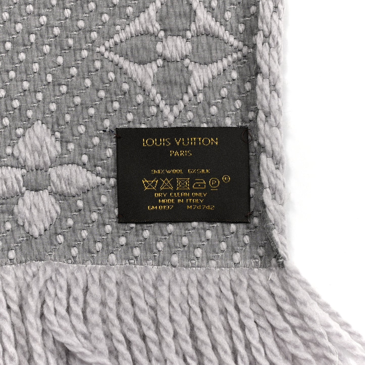Wool Silk Logomania Scarf Pearl Grey