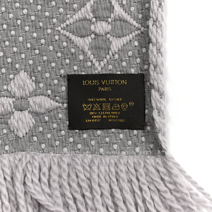 Louis Vuitton Wool Silk Logomania Scarf Pearl Grey 3 of 4