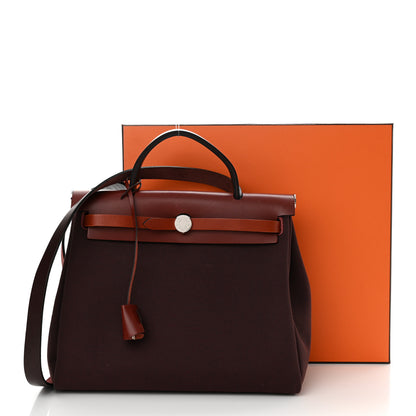 Hermes Military Toile Vache Hunter Herbag Zip 31 PM Chocolate Rouge Sellier Rouge H Cuivre 14 of 14