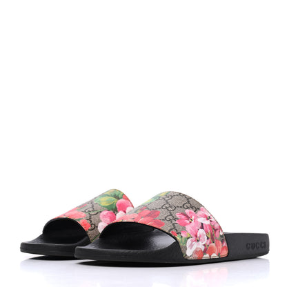 Gucci GG Supreme Monogram Blooms Slide Sandals 36 Beige Multicolor 3 of 13