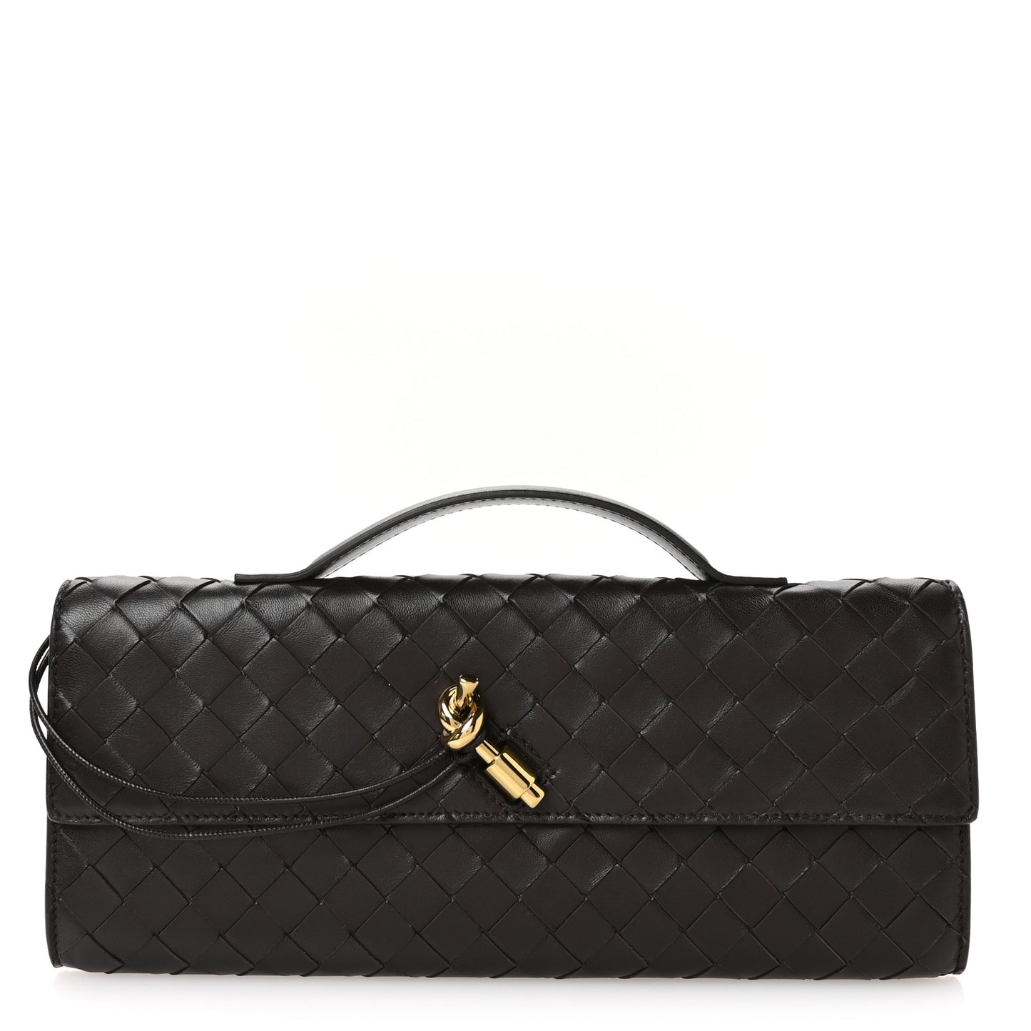 Nappa Intrecciato Long Andiamo Top Handle Clutch Fondant