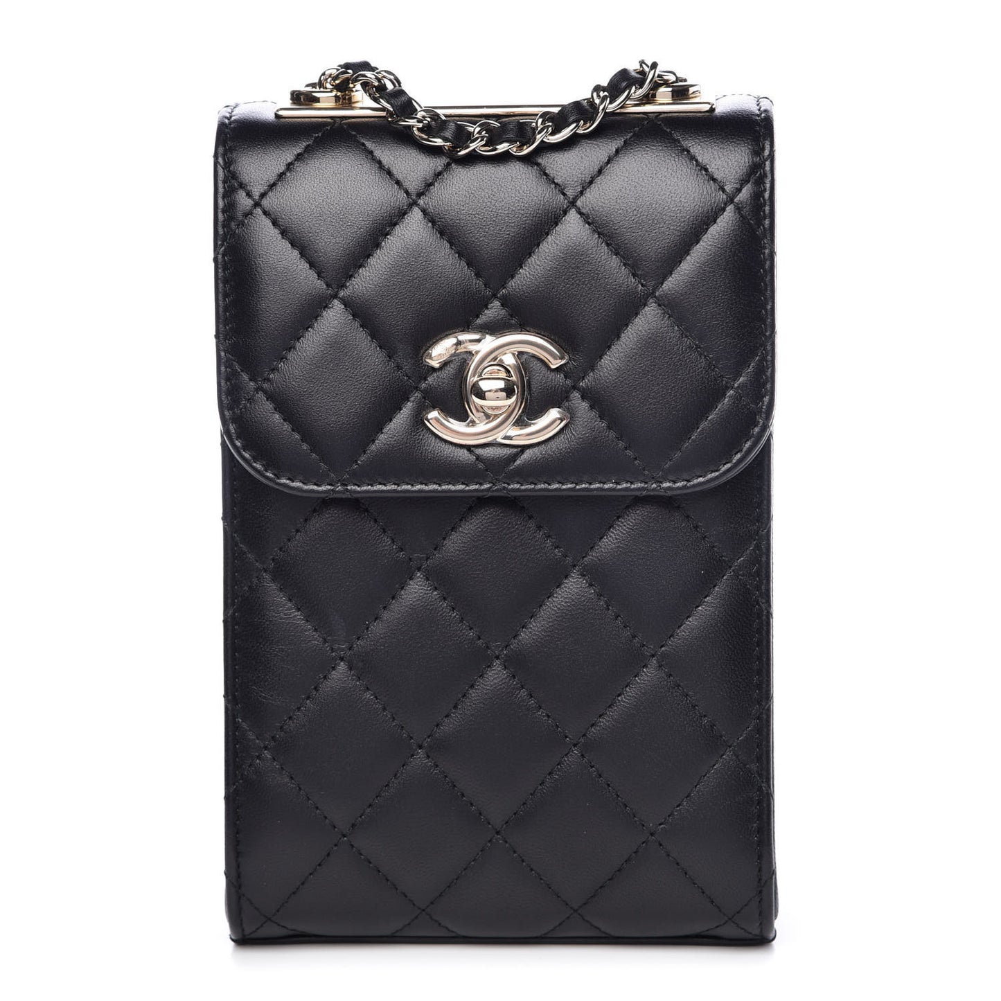 Lambskin Quilted Trendy CC Phone Holder Black