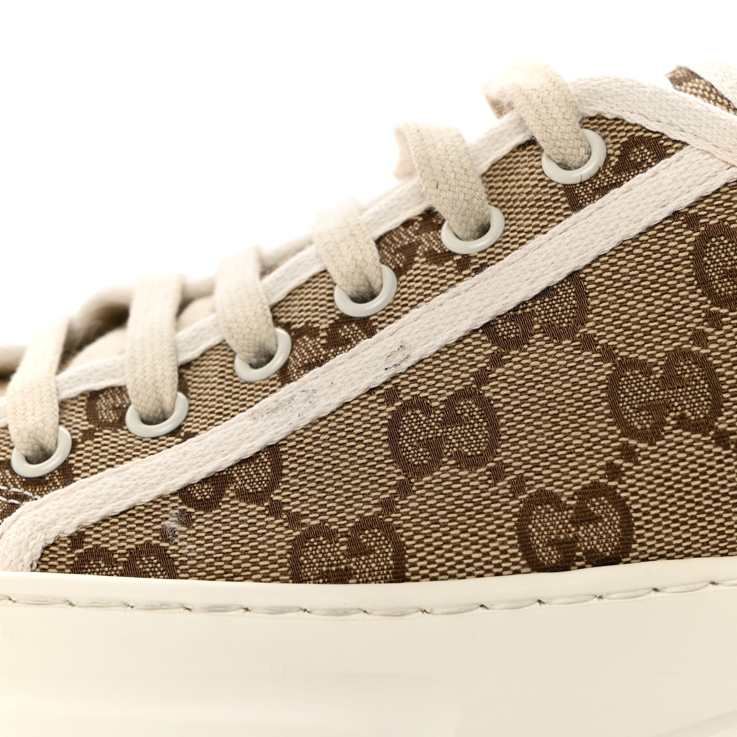 GG Monogram Womens 1977 Tennis Platform 52mm Sneakers 40 Beige Ebony Mystic White