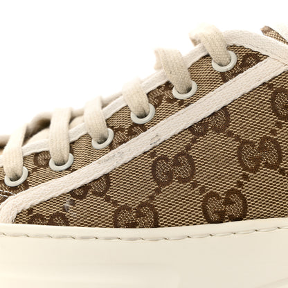 Gucci GG Monogram Womens 1977 Tennis Platform 52mm Sneakers 40 Beige Ebony Mystic White 9 of 10
