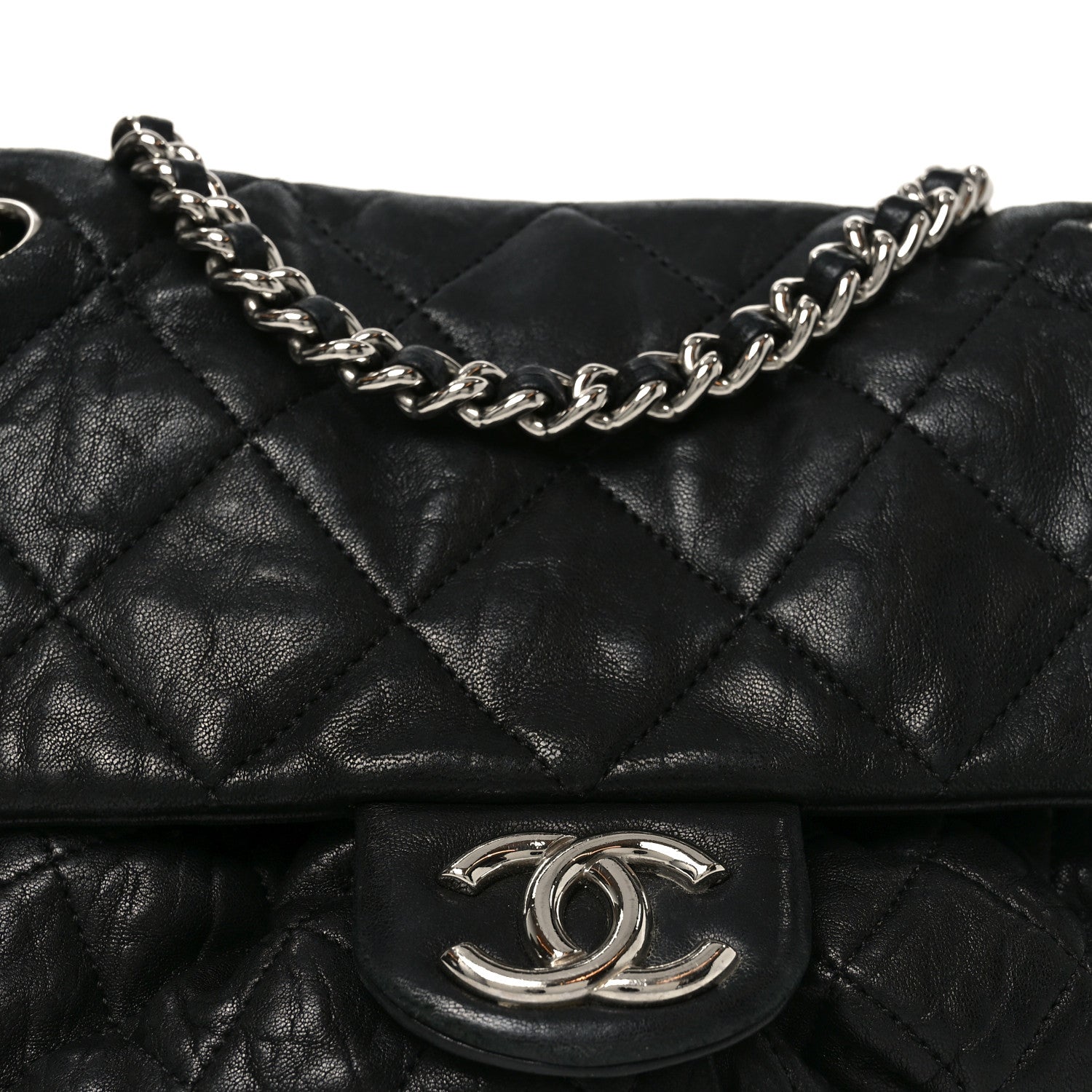 Chanel Washed Lambskin Quilted Medium Chain Around Messenger Black 8 of 11
