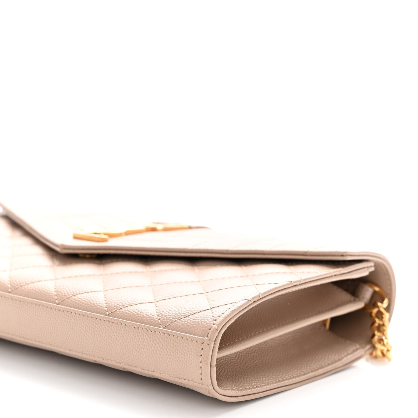 Grain De Poudre Mixed Matelasse Triquilt Monogram Chain Wallet Dark Beige