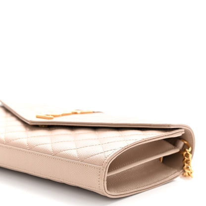 Saint Laurent Grain De Poudre Mixed Matelasse Triquilt Monogram Chain Wallet Dark Beige 9 of 9
