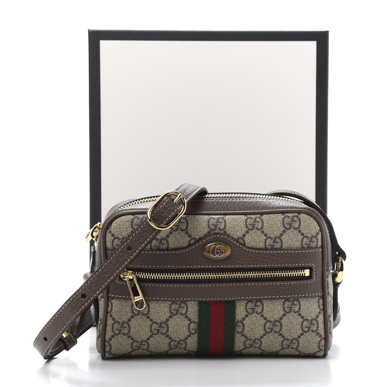 Gucci GG Supreme Monogram Web Mini Ophidia Shoulder Bag Brown 11 of 11