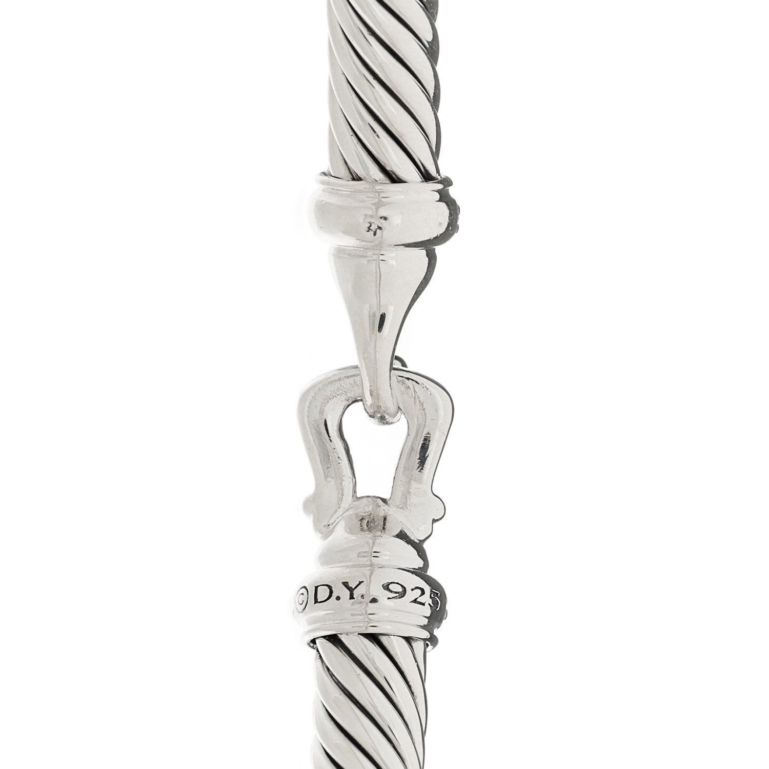 David Yurman Sterling Silver Diamond 5mm Cable Buckle Bracelet 3 of 3