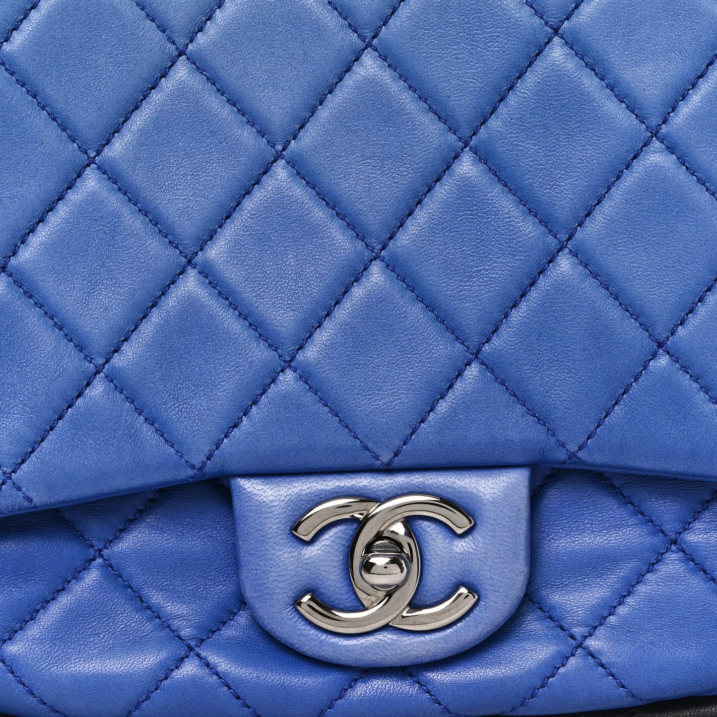 Lambskin Quilted Medium Hula Hoop Flap Blue