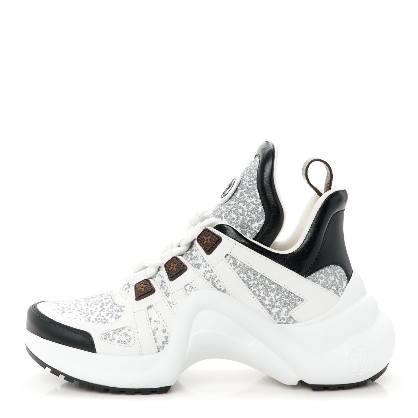 Calfskin Glitter LV Archlight Sneaker 38 White