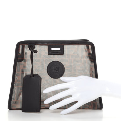 Fendi Mesh Vitello Century FF 1974 Mini Peekaboo Defender Cover Marrone Black Ebano 2 of 10