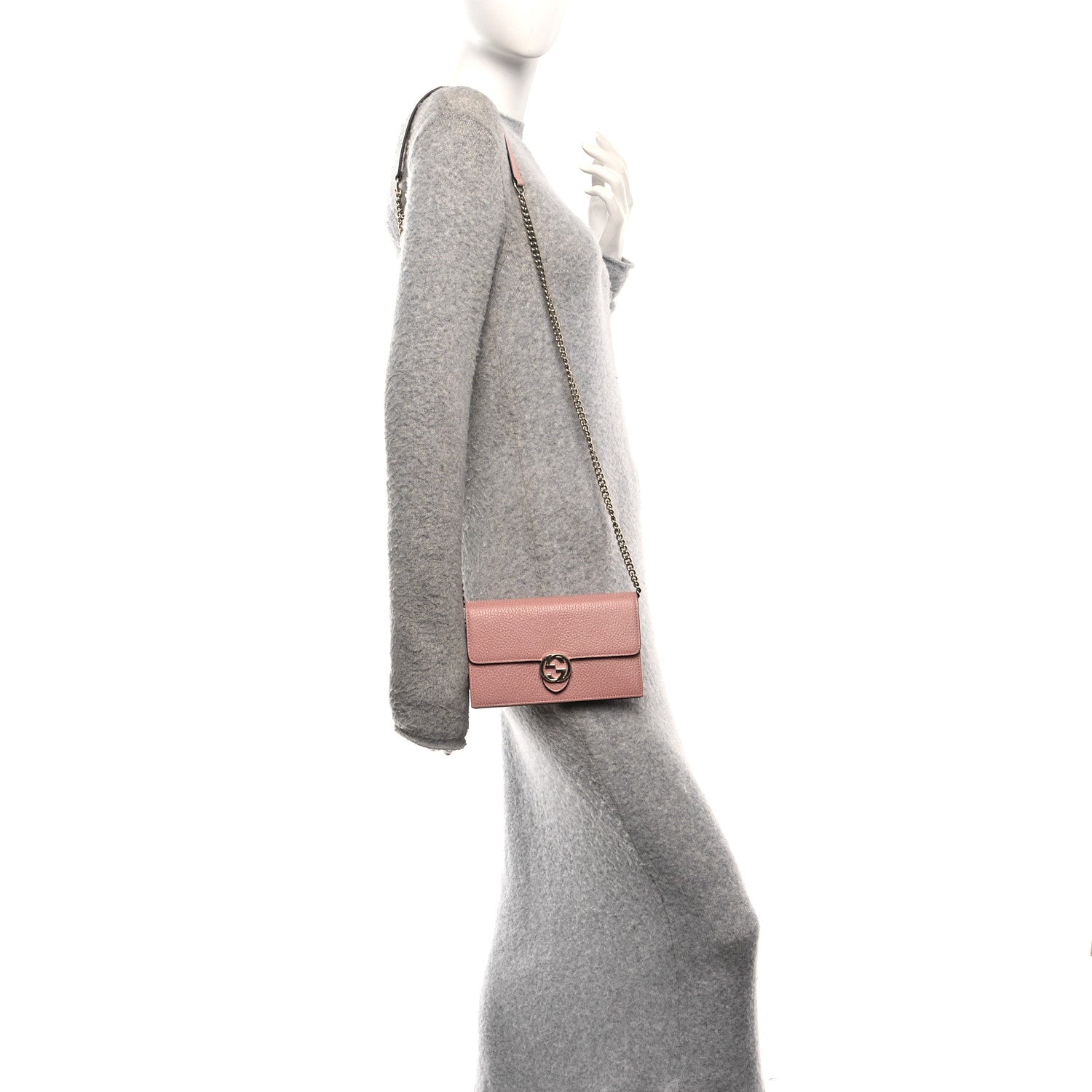 Gucci Dollar Calfskin Interlocking G Chain Wallet Soft Pink 2 of 14