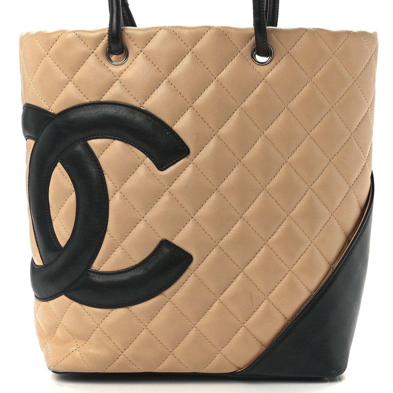 Chanel Calfskin Quilted Medium Cambon Tote Beige Black 8 of 11