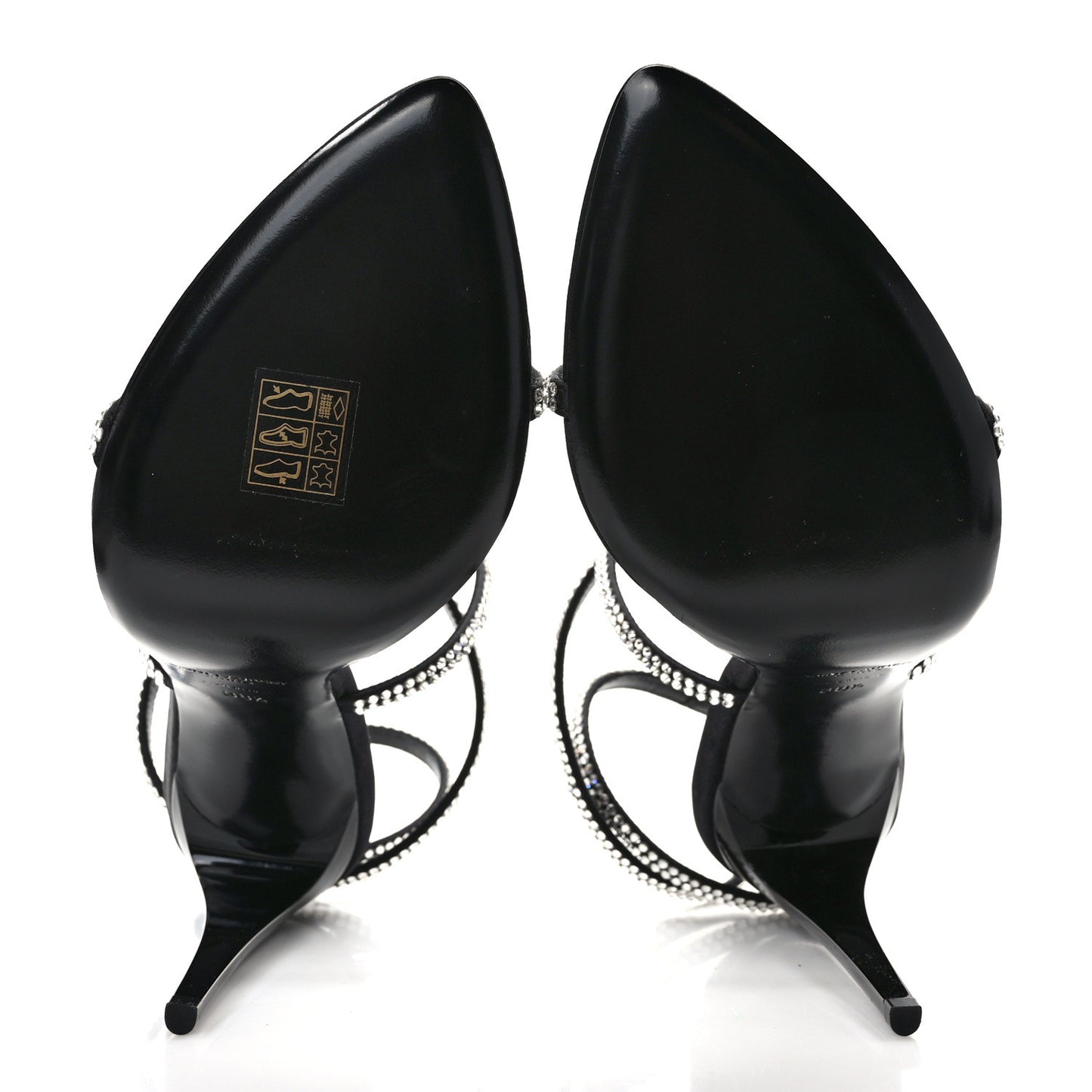 Satin Crystal Ava 105 Sandals 38.5 Black