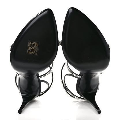 Saint Laurent Satin Crystal Ava 105 Sandals 38.5 Black 5 of 8